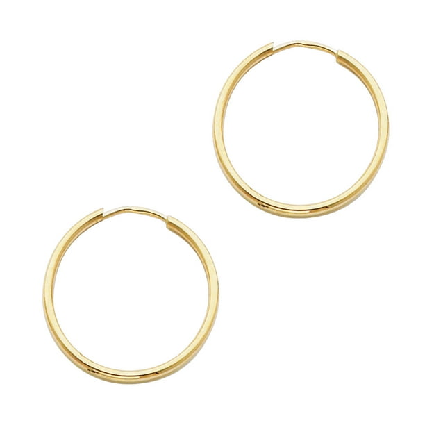 FB Jewels 14K Yellow Gold 20 mm Pair Polished Endless Hoop Earrings 